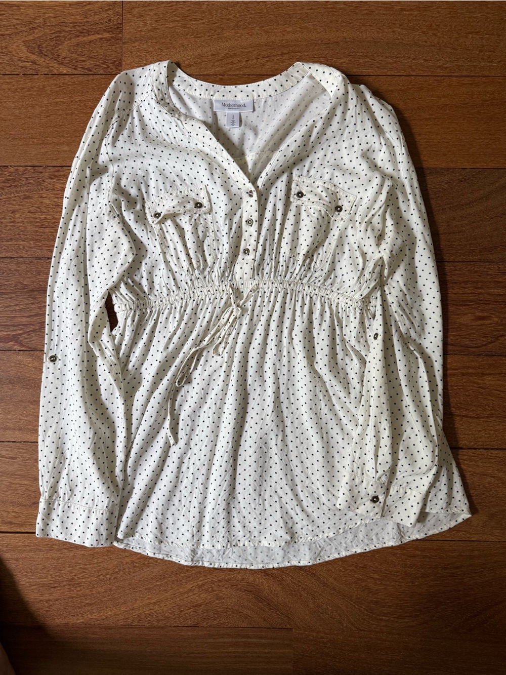 Motherhood Maternity Cream and Black Polka Dot Maternity Top